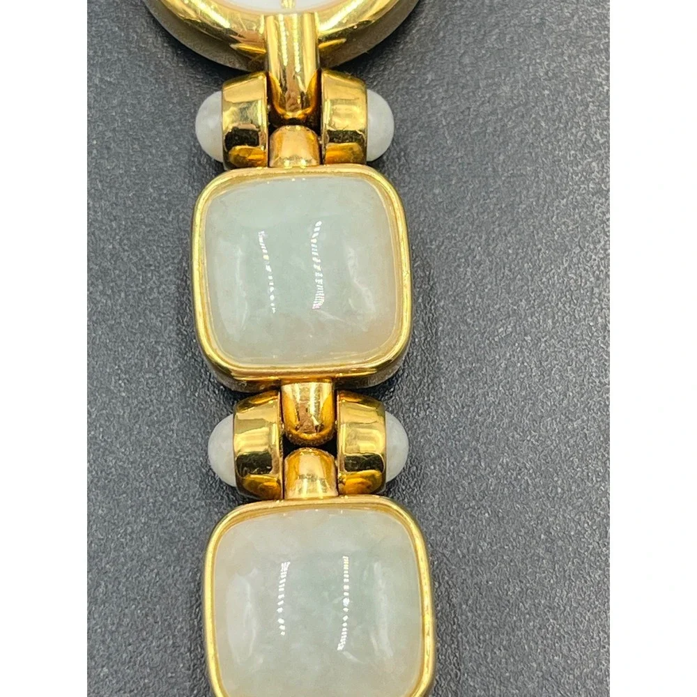 Main Line Time Green‎ Blue Jadeite Stone Mother of Pearl Bracelet wrist Watch